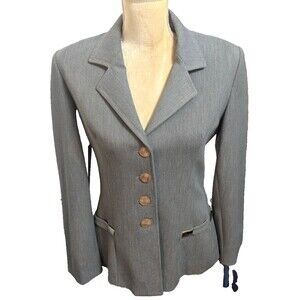 Vertigo Paris Gray Fitted Blazer Jacket M Made in France Tailored Career